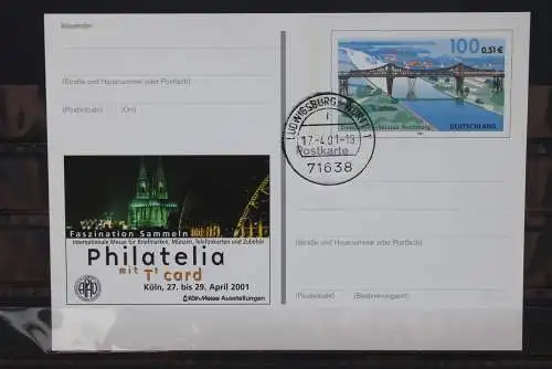 Sonderpostkarte: Philatelia 2001 Köln; PSo76; Tagesstempel Ludwigsburg