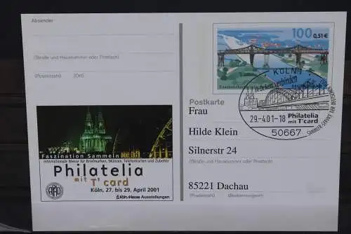 Sonderpostkarte: Philatelia 2001 Köln; PSo76; Sonderstempel Köln