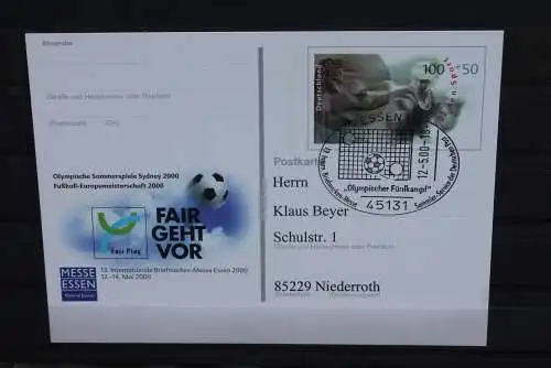 Sonderpostkarte Internationale  Briefmarken-Messe Essen 2000; PSo68, ESST Essen