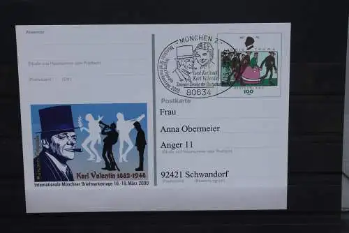 Sonderpostkarte Intern. Münchner Briefmarkentage; PSo65, ESST München