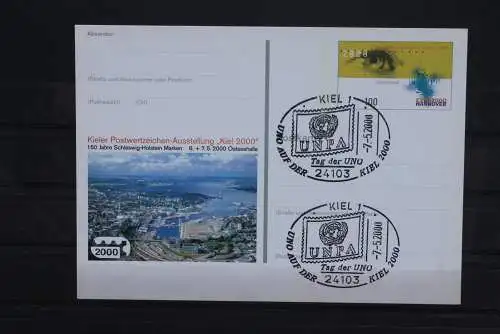 Sonderpostkarte Postwertzeichen-Ausstellung: Kiel 2000; PSo67, SST Kiel