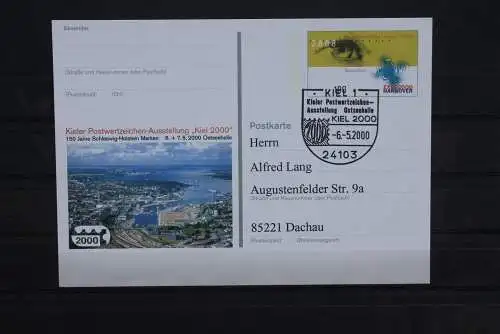 Sonderpostkarte Postwertzeichen-Ausstellung: Kiel 2000; PSo67, SST Kiel
