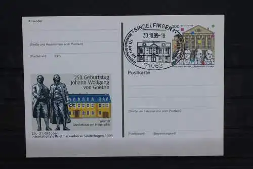 Sonderpostkarte 1100 Jahre Weimar; Goethe und Schiller; PSo62, SST Sindelfingen