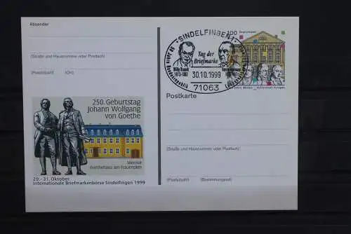 Sonderpostkarte 1100 Jahre Weimar; Goethe und Schiller; PSo62, SST Sindelfingen