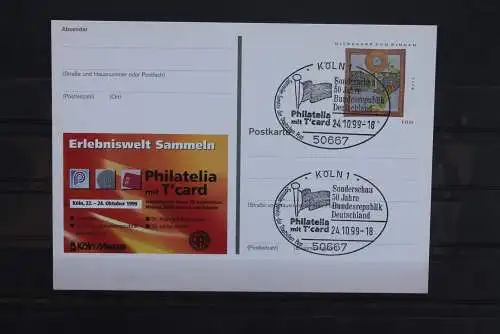 Sonderpostkarte Philatelia 1999 Köln,H.v.Bingen ;PSo61, SST Philatelia