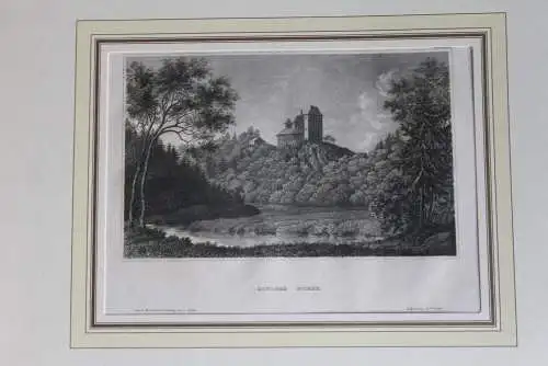 Stahlstich des BI Hildburghausen: Schloss Burgk, Thüringen, ca. 1837