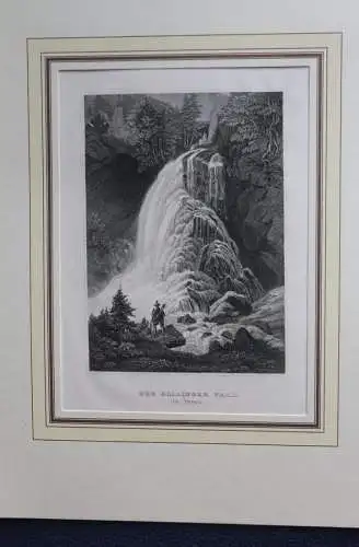 Stahlstich des BI Hildburghausen: Der Gollinger Fall, Tirol, ca. 1837