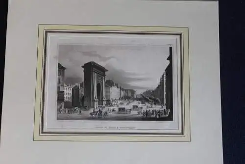 Stahlstich des BI Hildburghausen: Porte St. Denis& Boulevards; Paris; ca. 1837