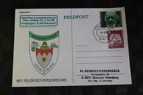 Feldpost Bundeswehr; Feldpostkarte Heeresübung 1986 "Fränkischer Schild"