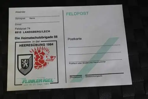 Feldpost Bundeswehr; Feldpostkarte Heeresübung 1984 "Flinker Igel", Blanco