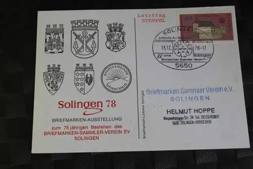 Solingen 78; Briefmarken-Ausstellung