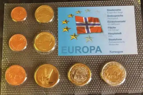 Norwegen Kursmünzensatz 2004; EURO Pattern Set; Prototype, Probemünzen im Folder