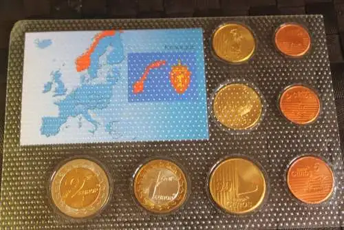 Norwegen Kursmünzensatz 2004; EURO Pattern Set; Prototype, Probemünzen im Folder