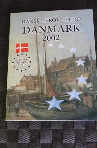 Dänemark Kursmünzensatz 2002; EURO Pattern Set; Prove, Probemünzen im Folder