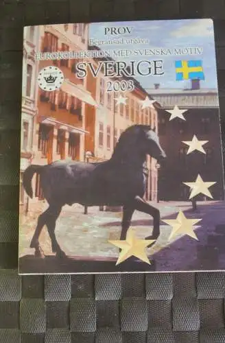 Schweden Kursmünzensatz 2003; EURO Pattern Set; Prov; Probemünzen im Folder