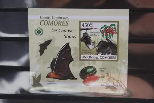 Fledermäuse; Comoren, Blockausgabe,ungezähnt, ungebraucht