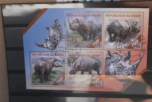 Nashorn; Niger, Blockausgabe, gebraucht