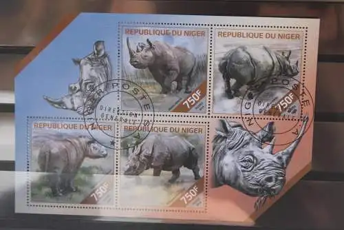 Nashörner, Niger, Blockausgabe, gebraucht