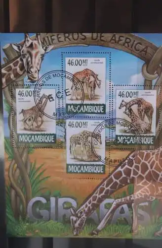 Giraffen; Mocambique, Blockausgabe, gebraucht