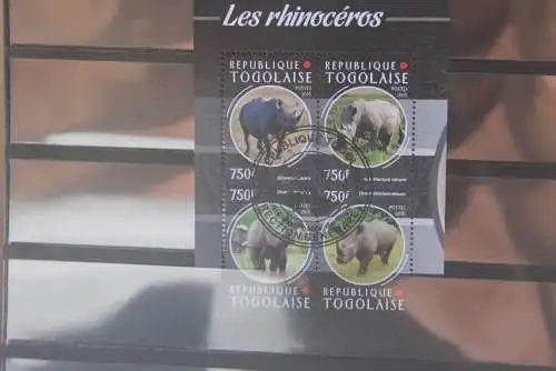 Nashörner, Togo, Blockausgabe, gebraucht