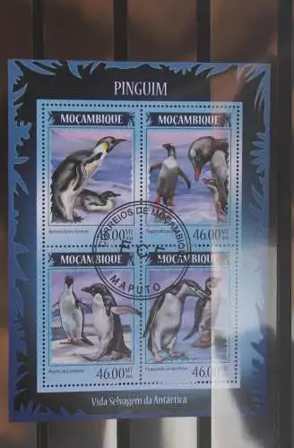 Pinguine; Mozambique, Blockausgabe, gebraucht