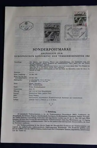 Konferenz der Europäischen Verkehrsminister 1961; 29.5.1961; Legende, Erläuterungsblatt, Ersttagsblatt, ETB