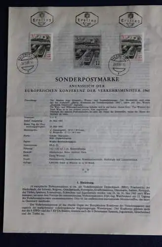 Konferenz der Europäischen Verkehrsminister 1961; 29.5.1961; Legende, Erläuterungsblatt, Ersttagsblatt, ETB