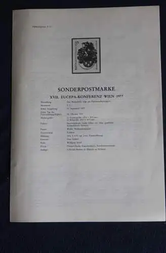 XVII. EUCEPA-Konferenz Wien 1977,  10.10.1977; Legende, Erläuterungsblatt