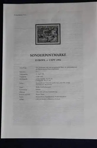 EUROPA - CEPT 1992; 8.5.1992; Legende; Erläuterungsblatt