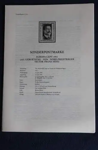 EUROPA - CEPT 1983; 24.6.1983; Legende; Erläuterungsblatt