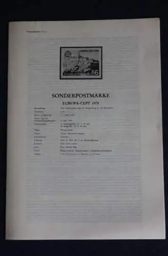 EUROPA - CEPT 1978; 3.5.1978; Legende; Erläuterungsblatt