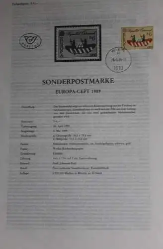 Erläuterungsblatt, Ersttagsblatt: EUROPA-CEPT 1989