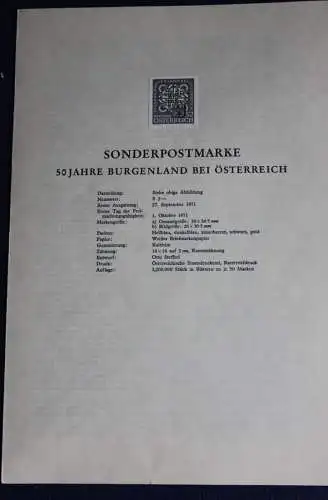 Schwarzdruck auf Schwarzdruckblatt: 50 Jahre Burgenland bei Österreich; 1.10.1971