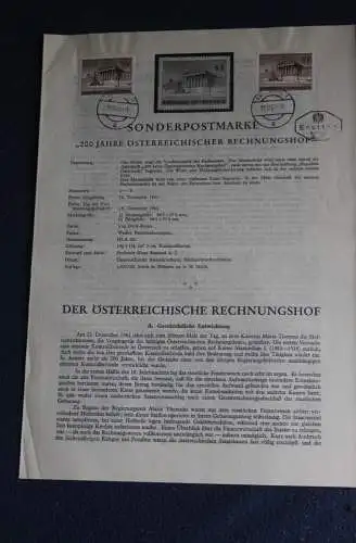 200 Jahre Österreichischer Rechnungshof,  18.12.1961; Ankündigungsblatt, Ersttagsblatt