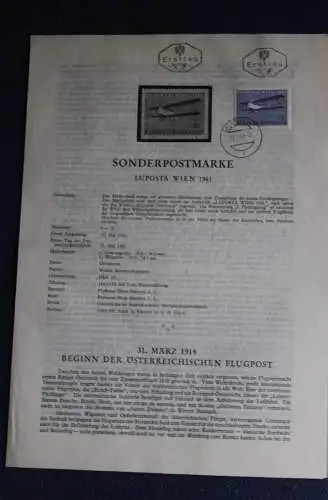 LUPOSTA Wien 1961,  15.5.1961; Ankündigungsblatt, Ersttagsblatt