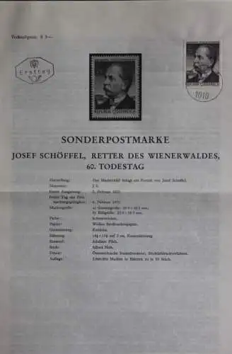 Josef Schöffel; 6.2.1970; Ankündigungsblatt; Ersttagsblatt