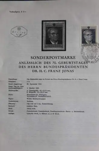 70. Geburtstag Dr. h.c. Franz Jonas; 3.10.1969; Ankündigungsblatt; Ersttagsblatt