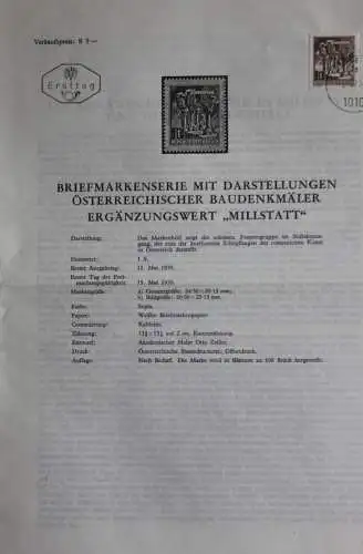 Österreichische Baudenkmäler: Millstatt; 15.5.1970; Ankündigungsblatt; Ersttagsblatt