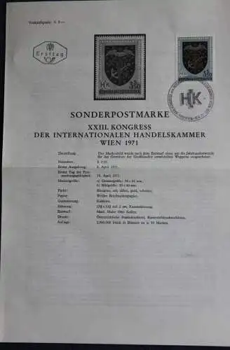 Kongress der Intern. Handelskammer Wien 1971; 16.4.1971; Ankündigungsblatt; Ersttagsblatt