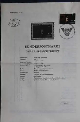 Verkehrssicherheit; 18.2.1971; Ankündigungsblatt; Ersttagsblatt