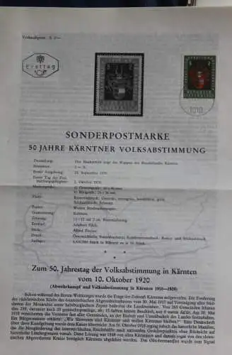 50 Jahre Kärntner Volksabstimmung; 2.10.1970; Ankündigungsblatt; Ersttagsblatt