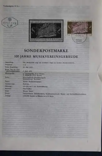 100 Jahre Musikvereinsgebäude; 5.6.1970; Ankündigungsblatt; Ersttagsblatt