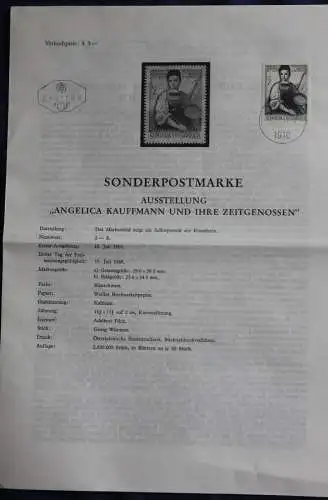 Ausstellung Angelica Kauffmann; 15.7.1968; Ankündigungsblatt; Ersttagsblatt