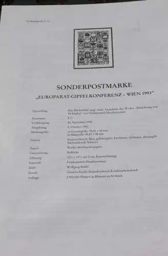 Europarat-Gipfelkonferenz - Wien 1993; 8.10.1993; Ankündigungsblatt