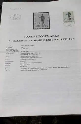 Ausgrabungen Magdalensberg-Kärnten; 15.7.1968; Ankündigungsblatt/Ersttagsblatt