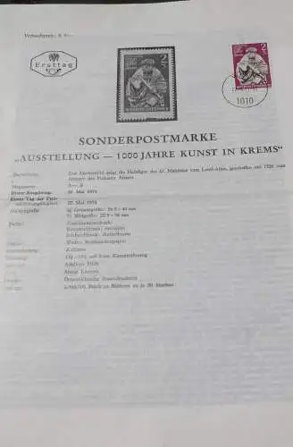 Ausstellung - 1000 Jahre Kunst in Krems; 27.5.1971; Ankündigungsblatt/Ersttagsblatt