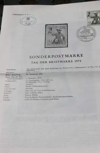 Tag der Briefmarke 1972; 1.12.1972; Ankündigungsblatt/Ersttagsblatt