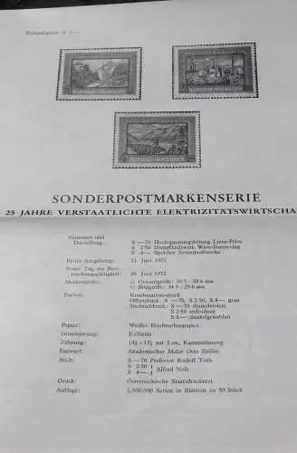 25 Jahre Verstaatlichte Elektrzitätswirtschaft;  28.6.1972; Ankündigungsblatt/Ersttagsblatt