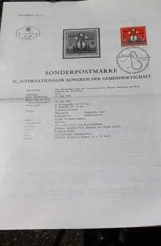 Intern Kongress der Gemeinwirtschaft;  23.5.1972; Ankündigungsblatt/Ersttagsblatt
