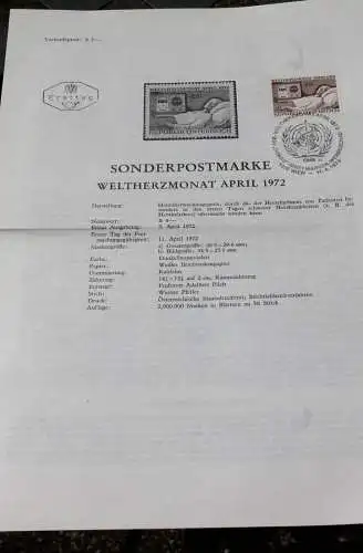 Weltherzmonat April 1972;  11.4.1972; Ankündigungsblatt/Ersttagsblatt
